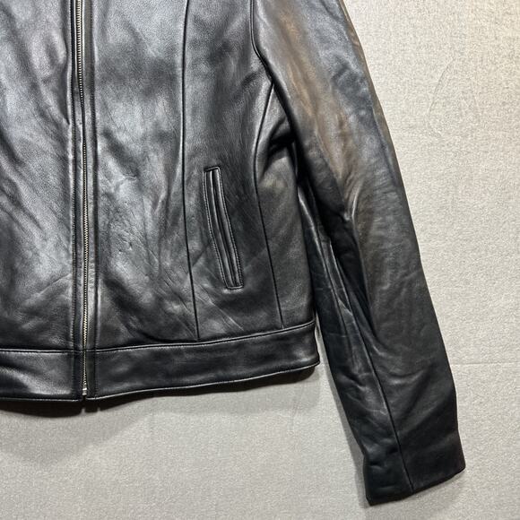 Vintage Y2K Zara Motorcycle Leather Jacket Black Womens Size 2XL Fits Smaller!! - Picture 4 of 15